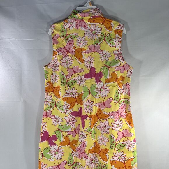 PALM LILY DRESS WOMENS 6 FLORAL BUTTON COLLARED ALL OVER PRINT SLEEVELESS FLOWER - Picture 8 of 13